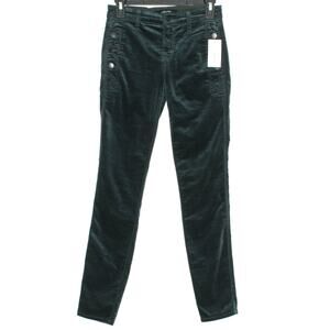 NWT J Brand Pants Zion Skinny Velvet Minimalist Dark Academia Luxe Green Size 24